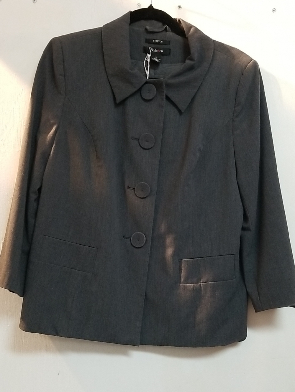Style & Co. Charcoal Gray Button-Front Women's Blazer
